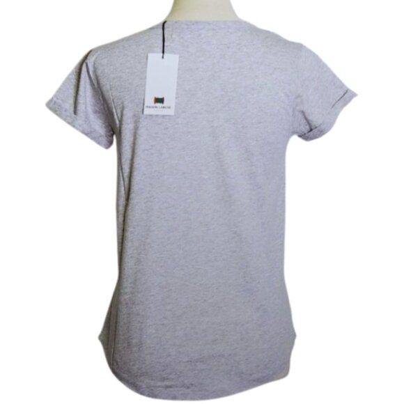 NWT REVOLVE Maison Labiche Paris Slogan Embroidered #followme Tee in Gray - Picture 4 of 6